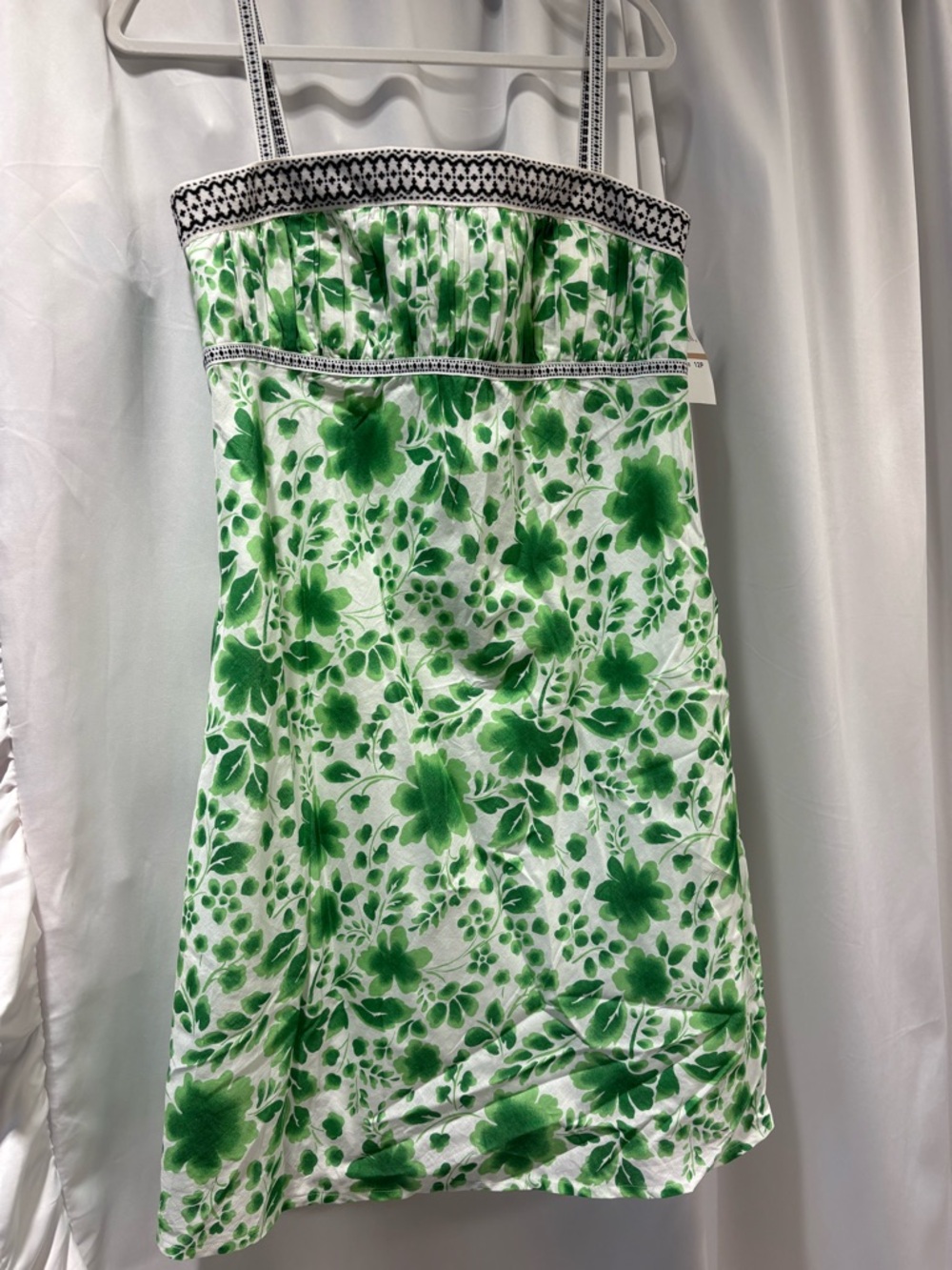 Jessica Howard Green and White Floral Sundress with Black Trim